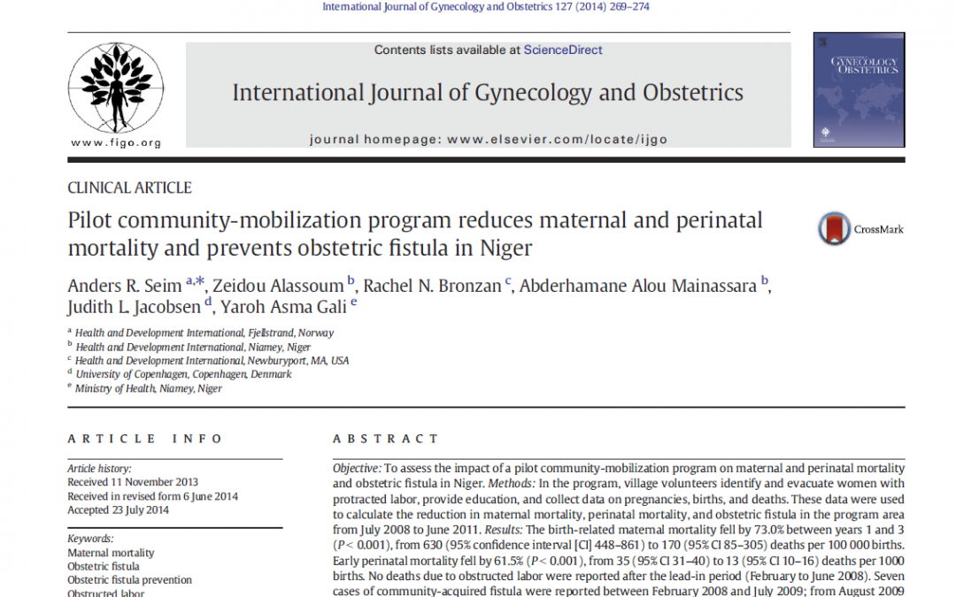 Publication of fistula prevention work in Niger